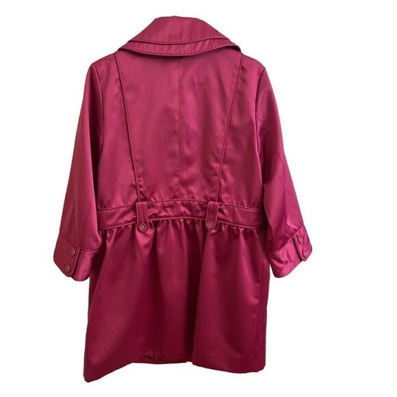Dennis by Dennis Basso Fuchsia Pink Satin Trench Coat Jacket Barbiecore XS - Picture 2 of 6